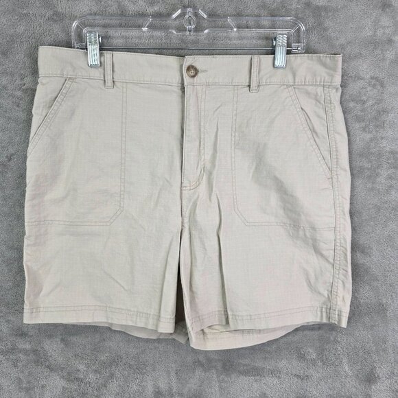 Womens Eddie Bauer Beige Chino Shorts Cotton Blend 6" Inseam Stretch Size T12 - Picture 2 of 10